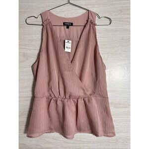 NWT dusty pink Express peplum top Pleated Textures Sz S